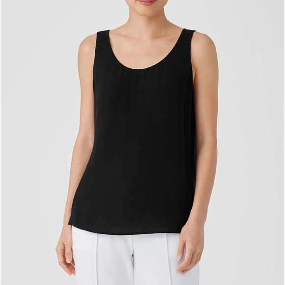 EILEEN FISHER Silk Classic Black Tank Top